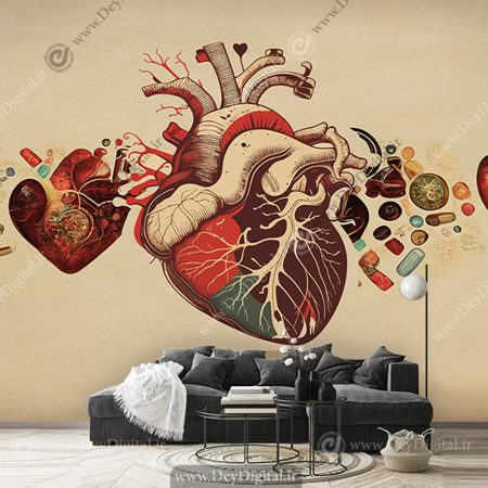 کاغذ دیواری سه بعدی قلب انسان