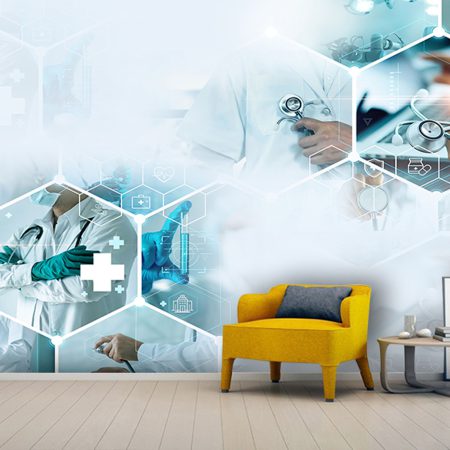 کاغذ دیواری سه بعدی مطب پزشک متخصص قلب و عروق