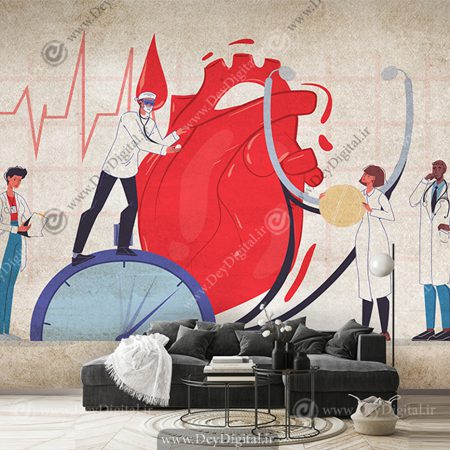 پوستر دیواری مطب دکتر قلب طرح وکتوری