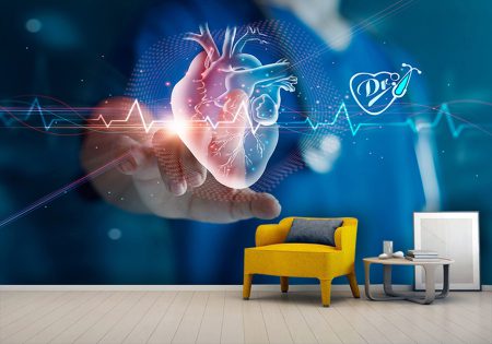 پوستر دیواری سه بعدی بیمارستان قلب طرح نوار قلب