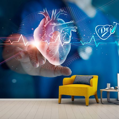 پوستر دیواری سه بعدی بیمارستان قلب طرح نوار قلب