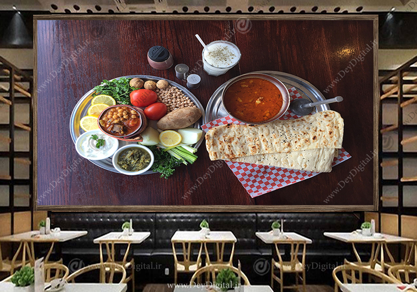 پوستر سه بعدی برای رستوران سنتی طرح دیزی