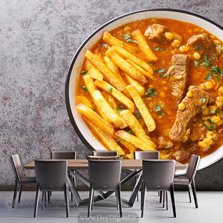 پوستر دیواری برای تهیه غذا و کترینگ غذاهای ایرانی طرح قیمه نثار
