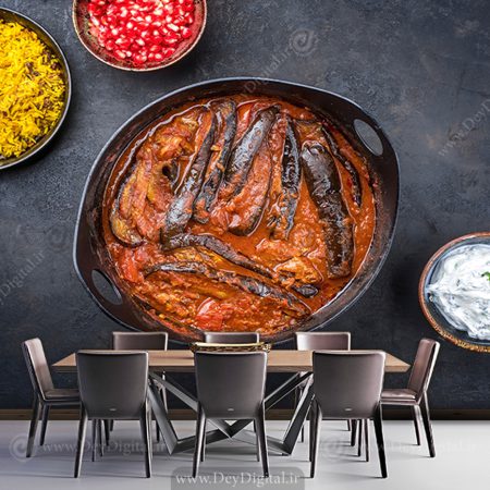 پوستر دیواری تهیه غذایی و رستوران سنتی طرح خورشت بادمجان