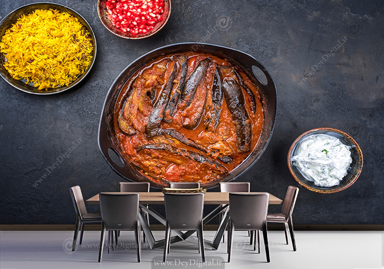 پوستر دیواری تهیه غذایی و رستوران سنتی طرح خورشت بادمجان