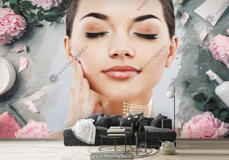 کاغذ دیواری سه بعدی طرح چهره زن با پوست خوب برای فشیال