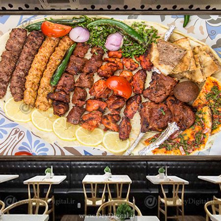 پوستر سه بعدی غذاهای کبابی برای رستوران سنتی