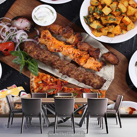 پوستر دیواری سه بعدی طرح کباب کوبیده و جوجه