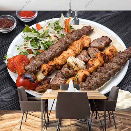 پوستر سه بعدی خوراک کباب کوبیده و جوجه