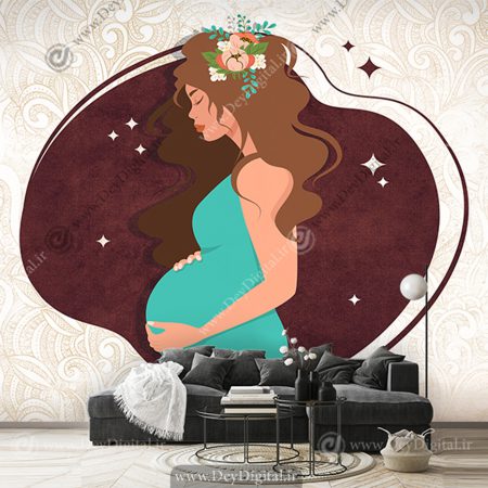پوستر یه بعدی کلینیک بارداری طرح زن باردار با لباس سبز