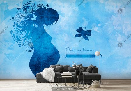 کاغذ دیواری سه بعدی طرحمادر و بچه در شکم