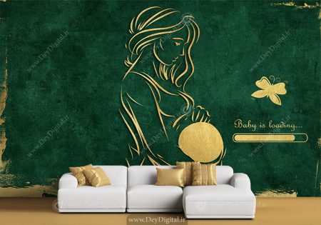 کاغذ دیواری سه بعدی برای مطب مامایی طرح وکتوری خانم باردار