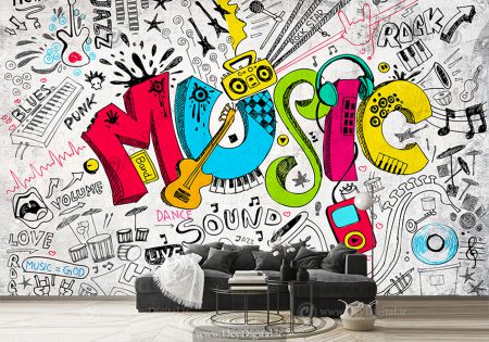 کاغذ دیواری سه بعدی فانتزی موسیقی