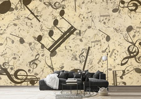 کاغذ دیواری سه بعدی موسیقی برای آموزشگاه