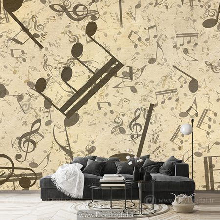 کاغذ دیواری سه بعدی موسیقی برای آموزشگاه