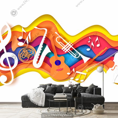 کاغذ دیواری سه بعدی فانتزی برای آموزشگاه موسیقی