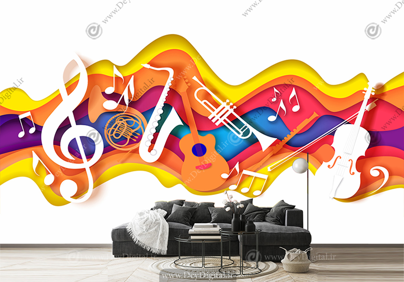 کاغذ دیواری سه بعدی فانتزی برای آموزشگاه موسیقی