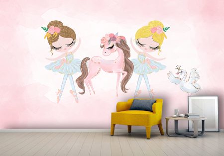 پوستر دیواری اتاق دختر طرح پرنسسی و یونیکرون