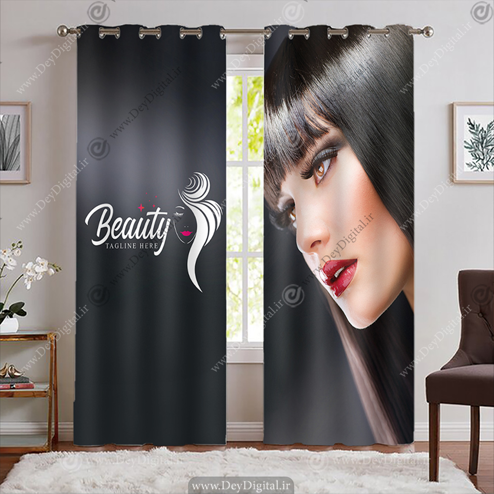 پرده سالن زیبایی زنانه طرح چهره