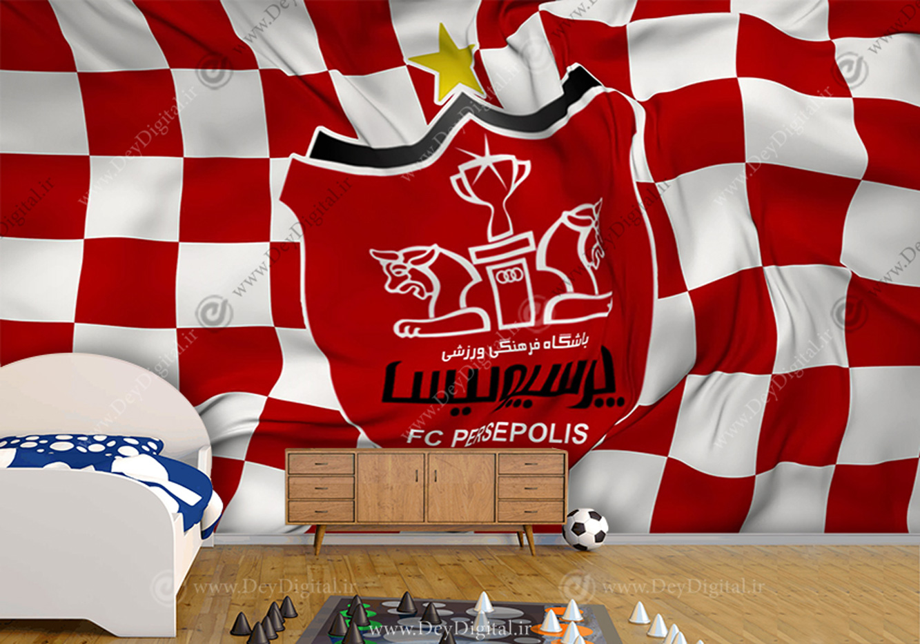 پوستر دیواری سه بعدی طرح پرچم پرسپولیس