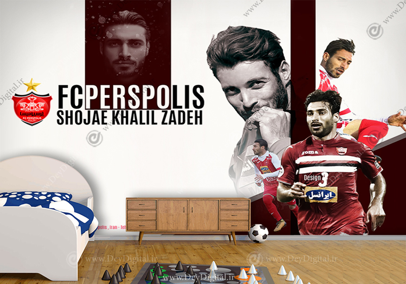 پوستر سه بعدی خلیل زاده بازیکن پرسپولیس