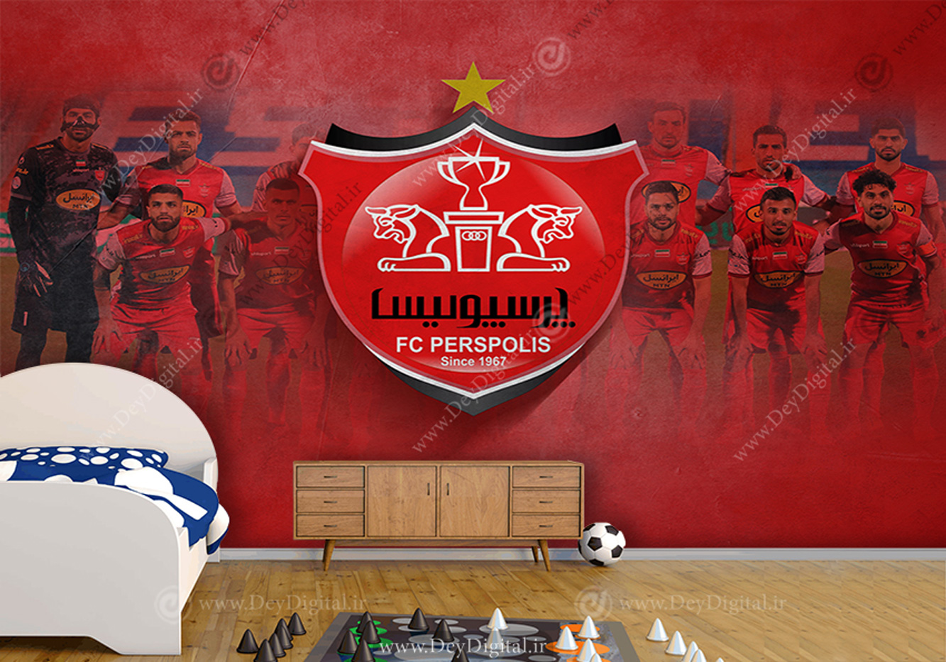 کاغذ دیواری سه بعدی برای باشگاه فوتبال پرسپولیس