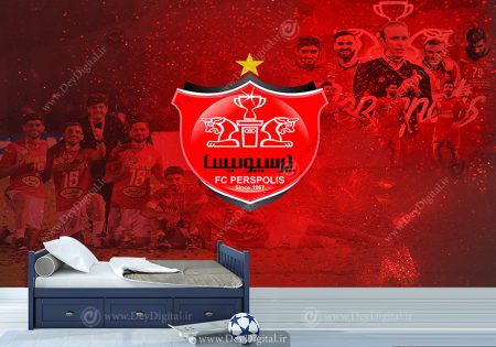 پوستر دیواری آرم پرسپولیس با رمینه قرمز