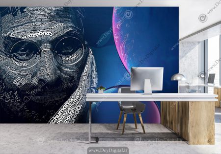 پوستر دیواری سه بعدی مغازه موبایل فروشی طرح تایپوگرافی چهره استیون جابز