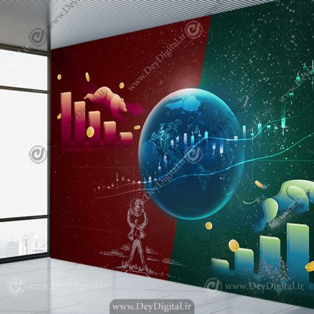 پوستر دیواری سه بعدی طرح بازار خرسی و گاوی