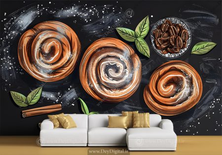 کاغذ دیواری سه بعدی شیرینی فروشی