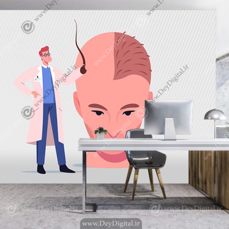 کاغذ دیواری سه بعدی طرح کاشت مو برای کلینیک پوست و مو