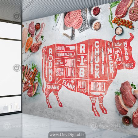 کاغذ دیواری سه بعدی طرح هایپر گوشت