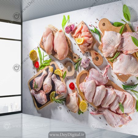 پوستر سه بعدی انواع گوشت برای هایپر پروتئین