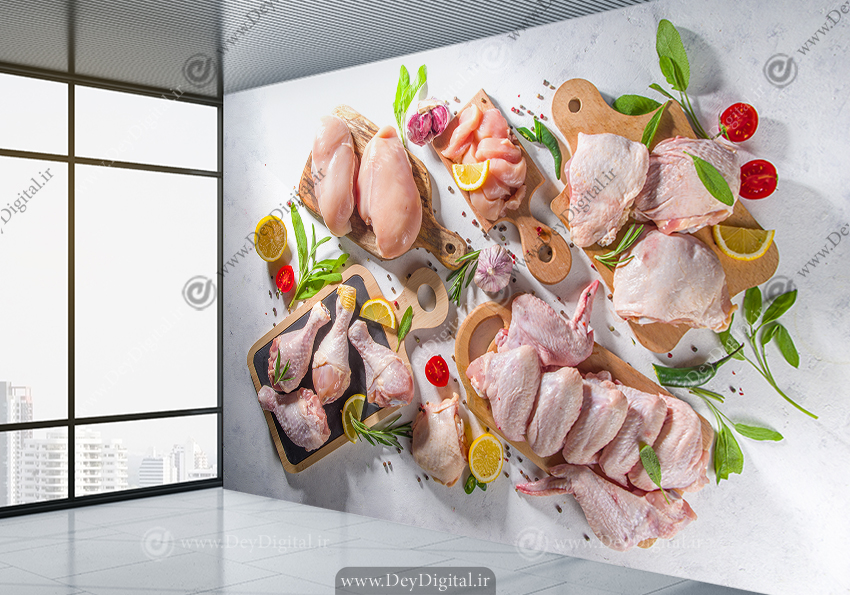 پوستر سه بعدی انواع گوشت برای هایپر پروتئین