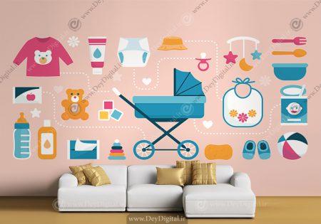 پوستر دیواری فانتزی برای مغازه سیسمونی نوزاد