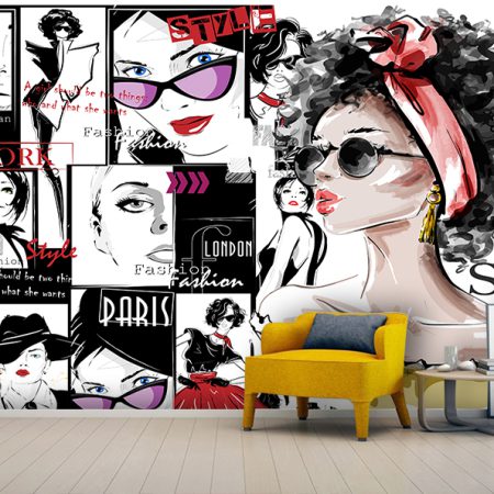کاغذ دیواری سه بعدی فانتزی برای مزون لباس فروشی زنانه