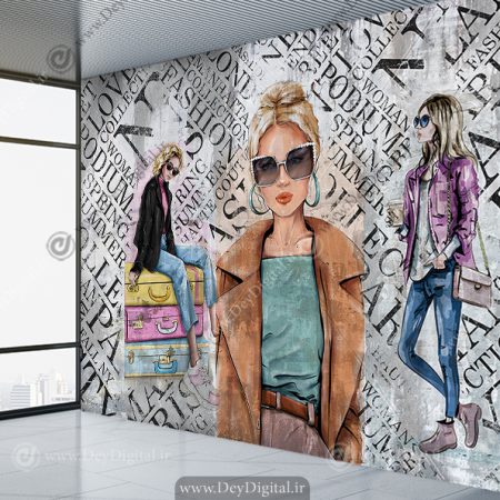 پوستر دیواری بوتیک زنانه طرح مدلینگ لباس