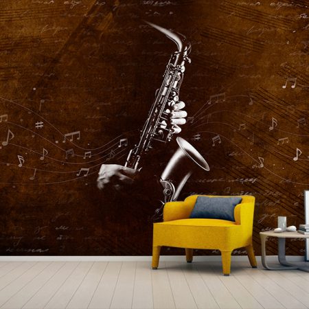 پوستر کاغذ دیواری سه بعدی موسیقی طرح ساکسیفون