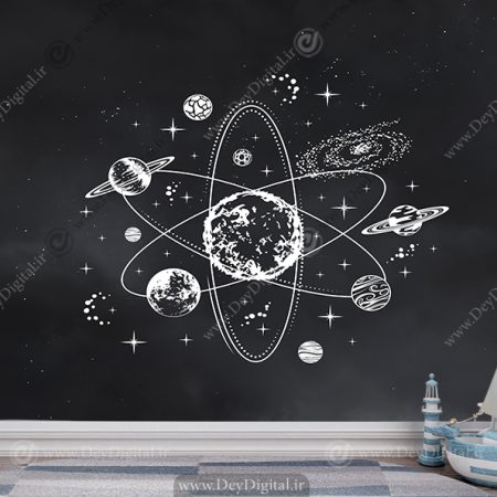 کاغذ دیواری سه بعدی سیاره ها و خورشید