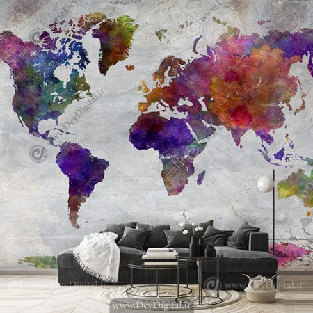 پوستر دیواری اسپرت نقشه جهان طرح ابرنگی