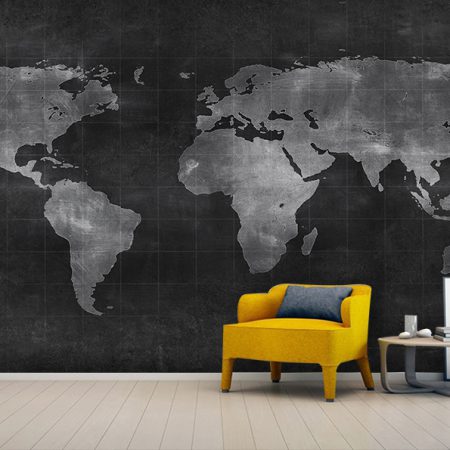 پوستر دیواری سه بعدی نقشه مشکی طوسی