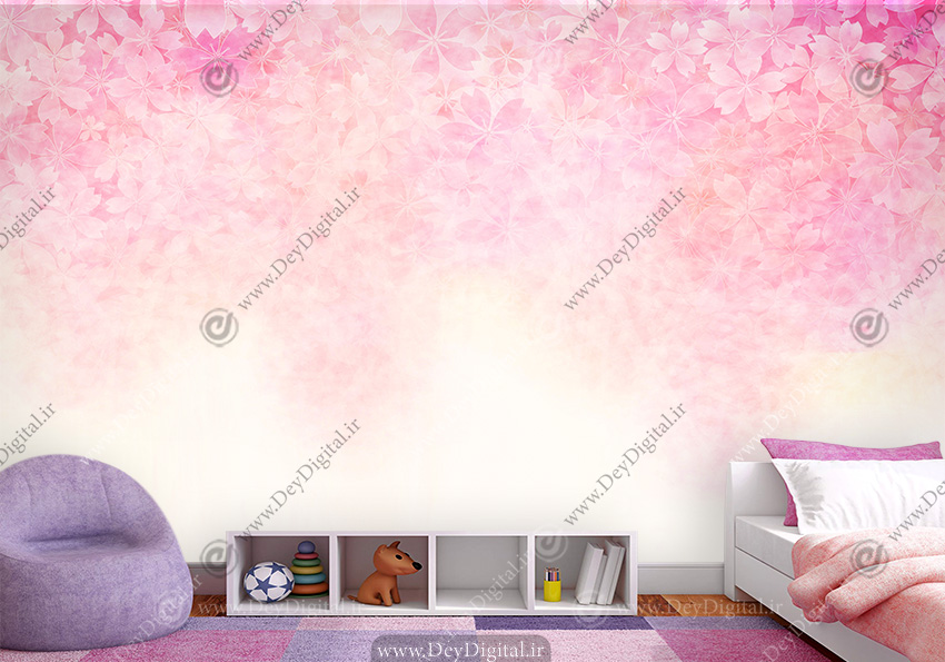 کاغذ دیواری سه بعدی ساده و شیک دخترانه طرح آبرنگی