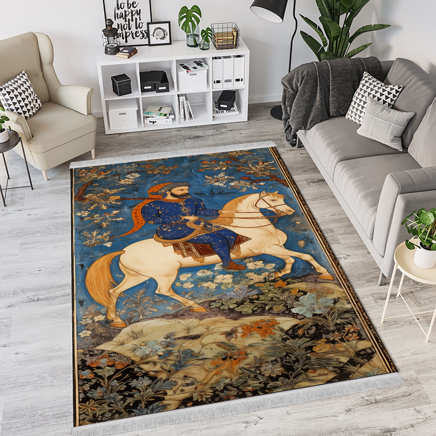 فرشینه چاپی سنتی طرح نگارگری