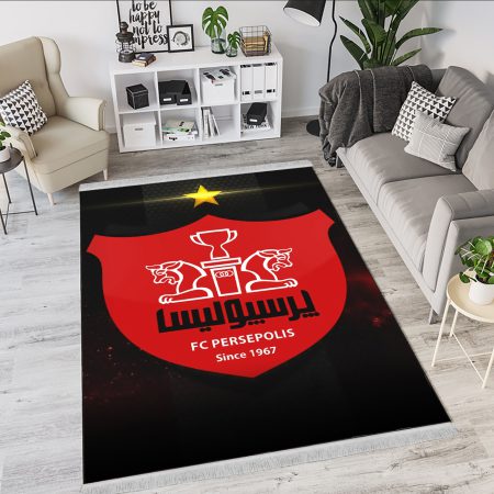 فرشینه اتاق نوجوان فوتبالی طرح پرسپولیس زمینه مشکی