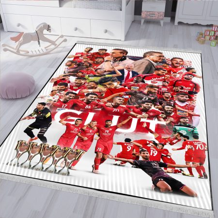 فرش چاپی اتاق نوجوان فوتبالی طرح بازیکنان محبوب پرسپولیس زمینه سفید