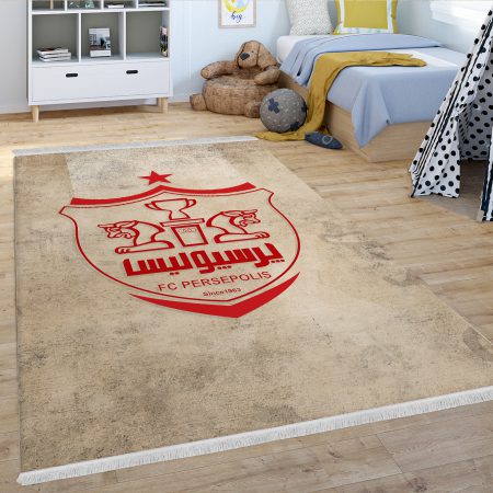 فرش چاپی فانتزی طرح باشگاه پرسپولیس زمینه پتینه کرمی