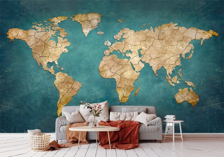 پوستر دیواری طرح خلاقانه نقشه جهان و اقیانوس ها