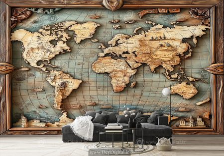 پوستر دیواری طرح فانتزی نقشه جهان