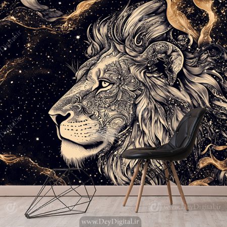 کاغذ دیواری سه بعدی اسپرت طرح شیر