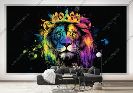 پوستر سه بعدی اسپرت طرح شیر رنگی رنگی
